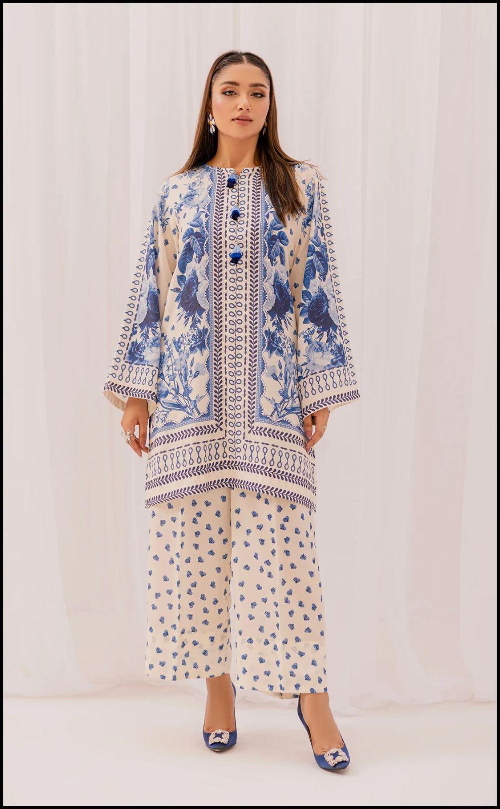 Woman's Stitched Printed Shirt & Trouser